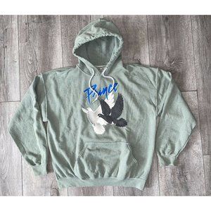 Prince and the Revolution World Tour Doves Hoodie Sweater Pastel Green Size XL